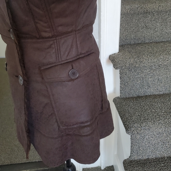 VINTAGE GADZOOKS~ RETRO BROWN FAUX FUR LINED JACKET! - Picture 8 of 16